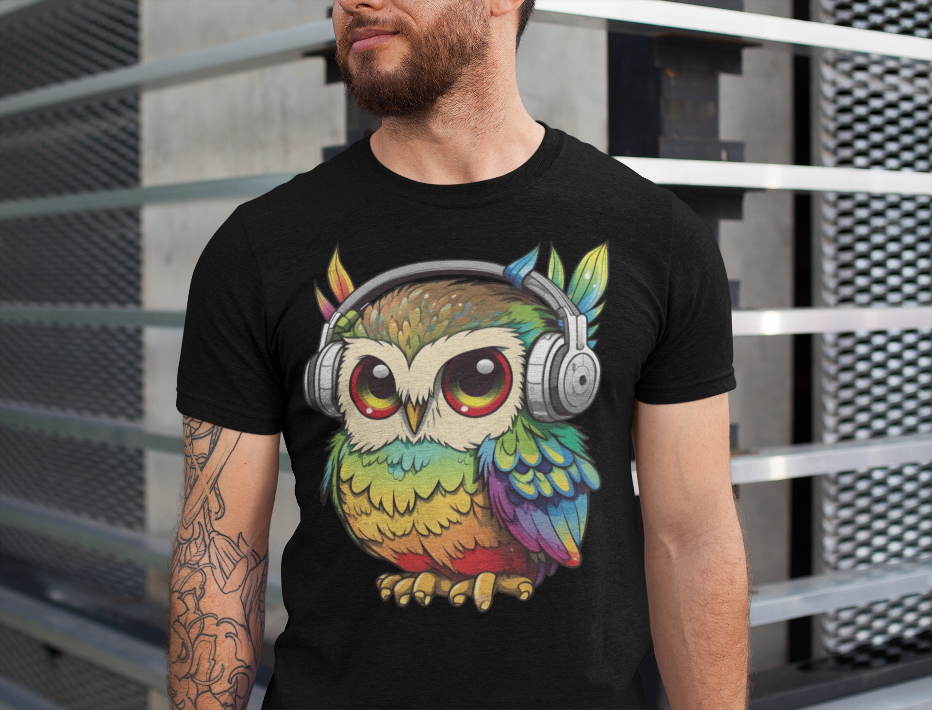 Groove Vibrant Owl Music T-shirt