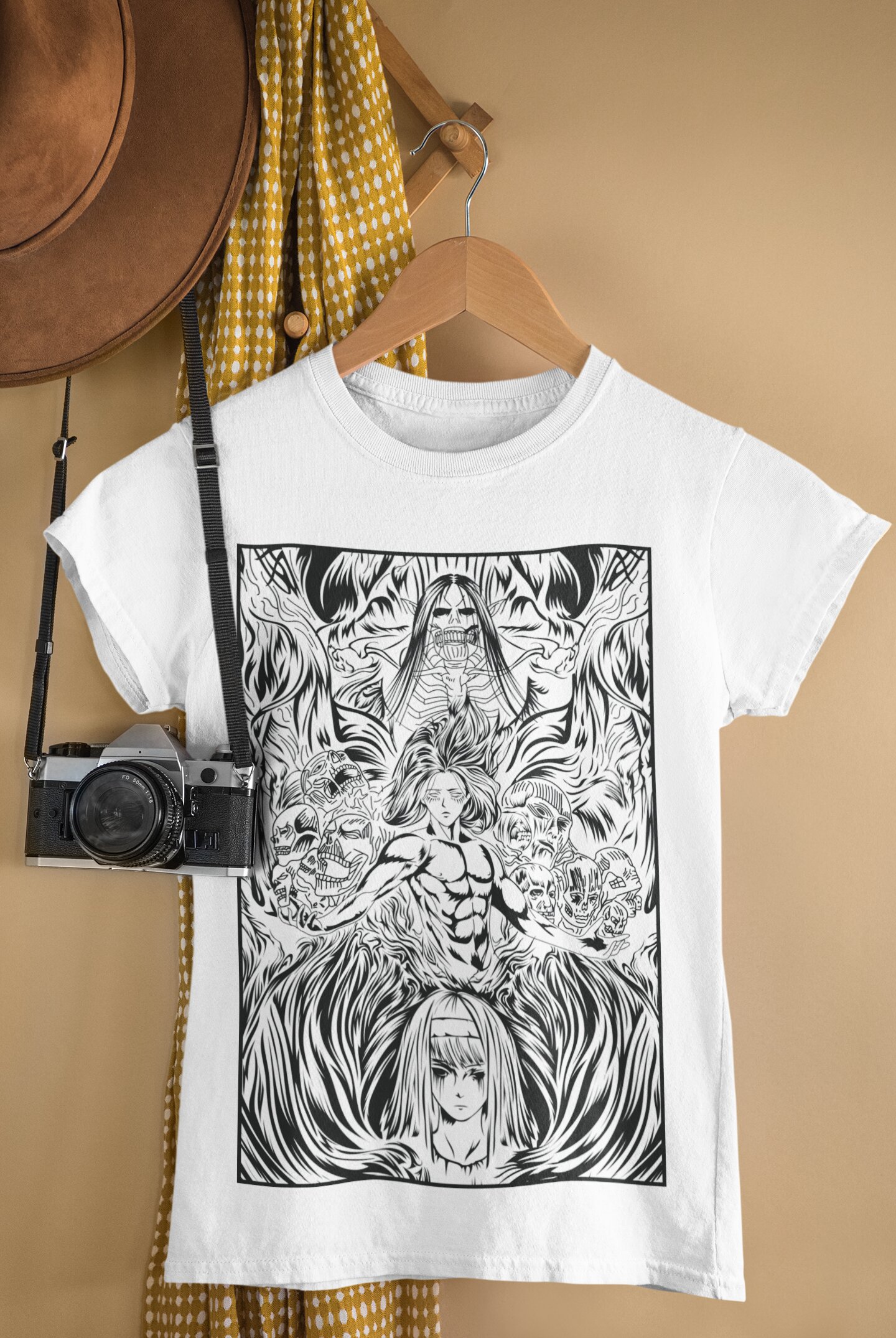 mockup-of-a-t-shirt-hanging-by-a-vintage-camera-33739 anime
