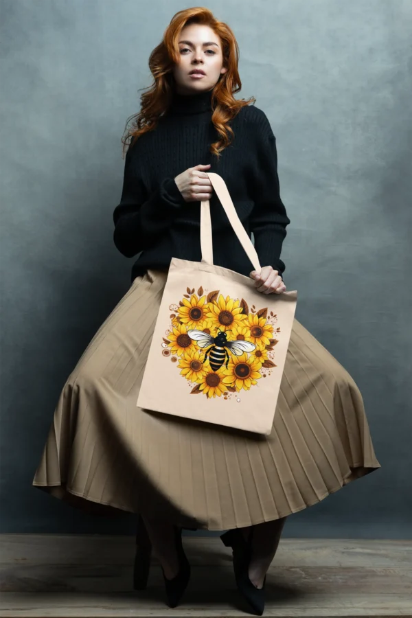 Bee Positive Floral Tote Bag