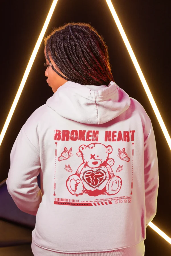 Streetwear Broken Heart Bear Hoodie