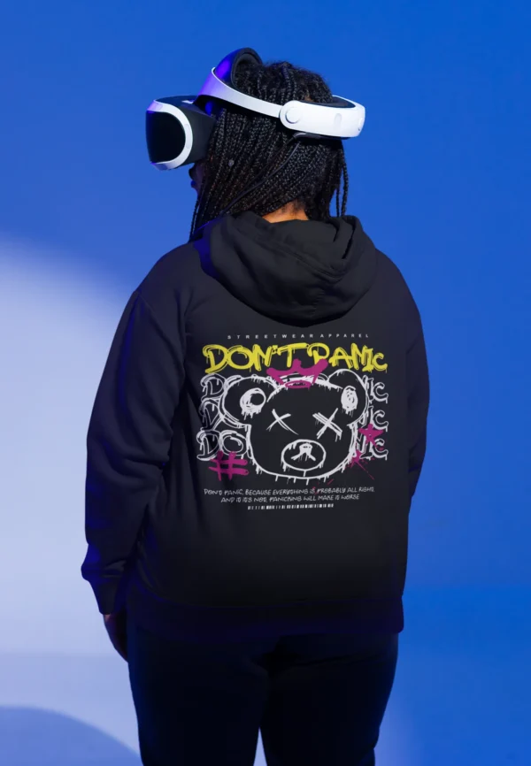 Streetwear Dont Panic Bear Hoodie
