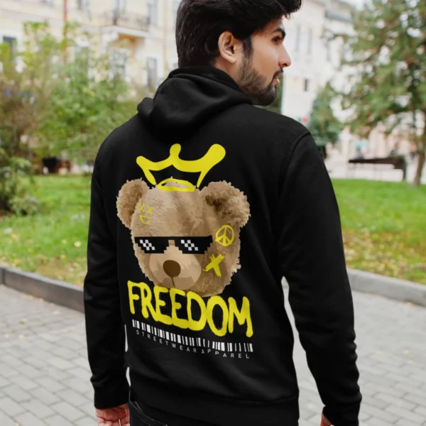 Streetwear Freedom Bear Hoodie
