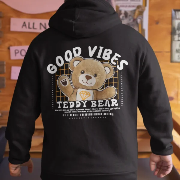 Streetwear Good Vibes Bear Hoodie