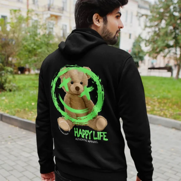 Streetwear Happy Life Bear Hoodie