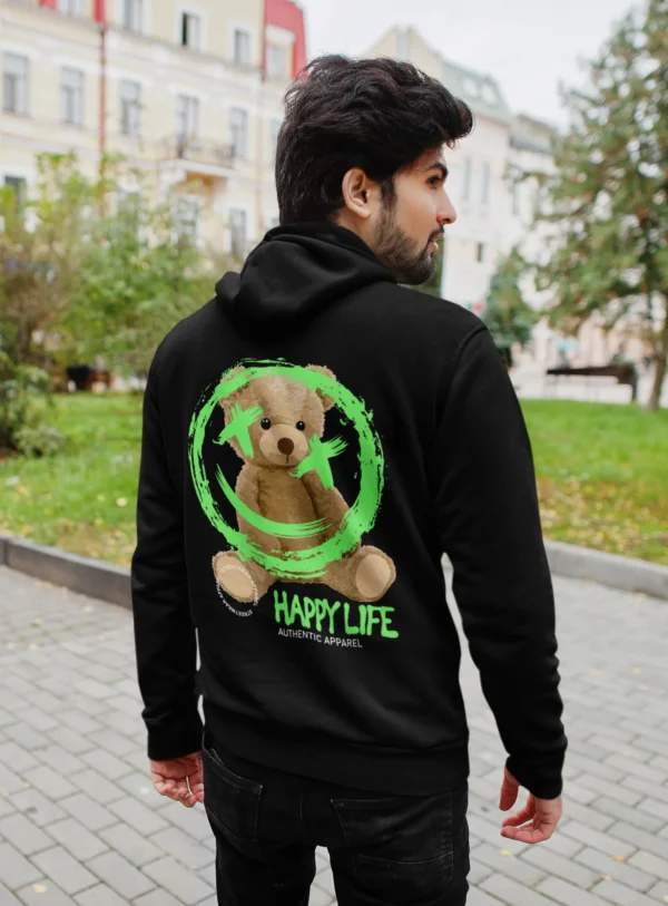 Streetwear Happy Life Bear Hoodie