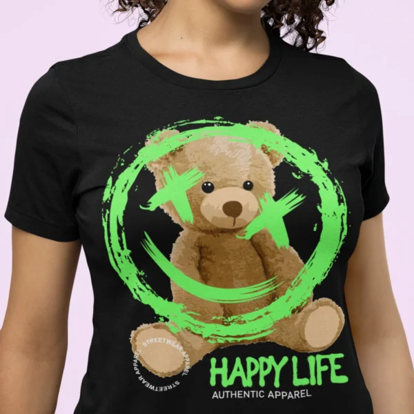 Streetwear Happy Life Bear T-Shirt