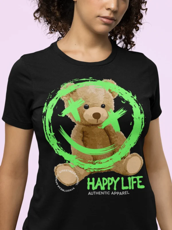 Streetwear Happy Life Bear T-Shirt