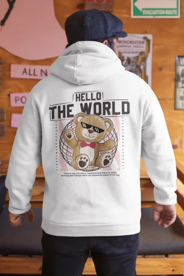 Streetwear Hello The World Bear Hoodie