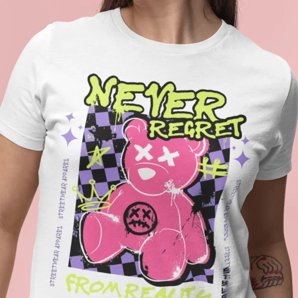 Streetwear Never Regret Bear T-Shirt