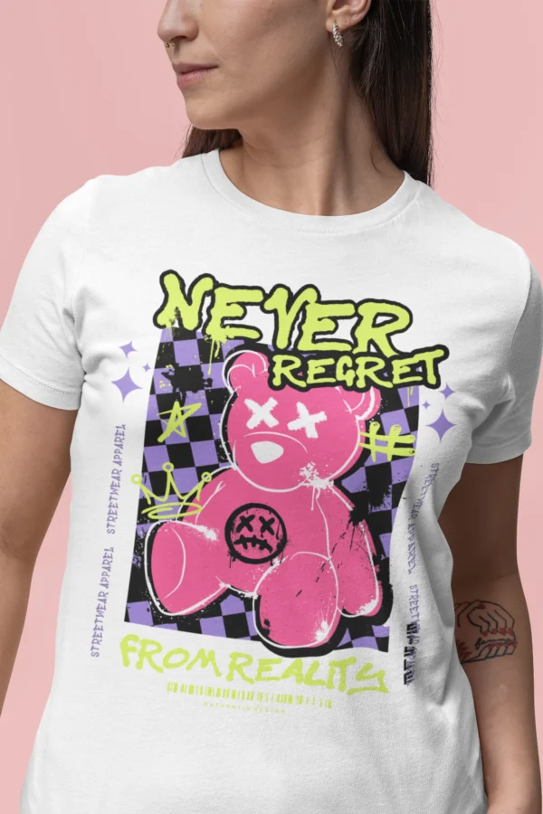 Streetwear Never Regret Bear T-Shirt