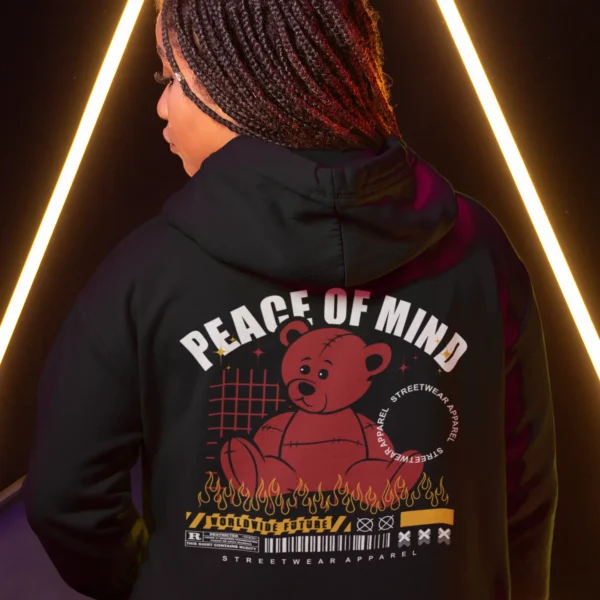 Streetwear Peace Of Mind Bear Hoodie