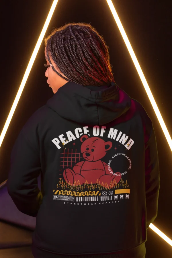 Streetwear Peace Of Mind Bear Hoodie