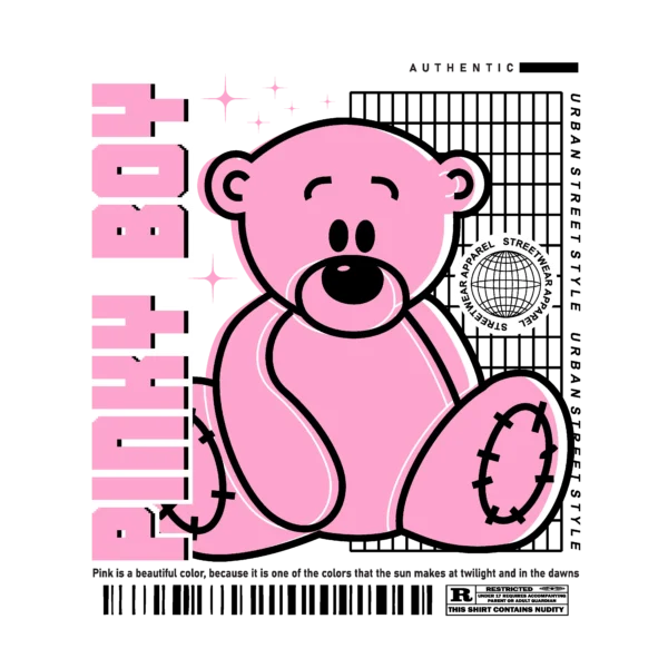 Streetwear Pinky Boy Bear T-Shirt