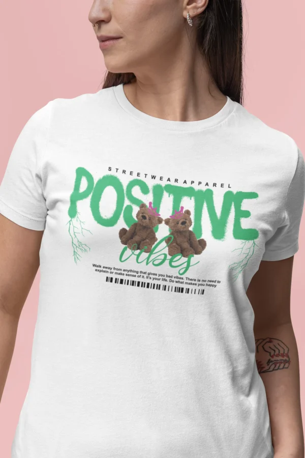 Streetwear Positive Vibes Bear T-Shirt