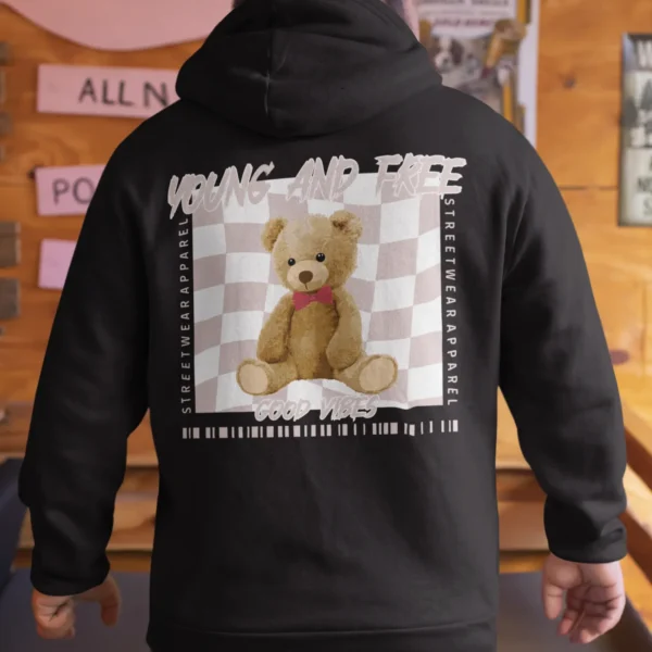Streetwear Strong And Free Bear Hoodie