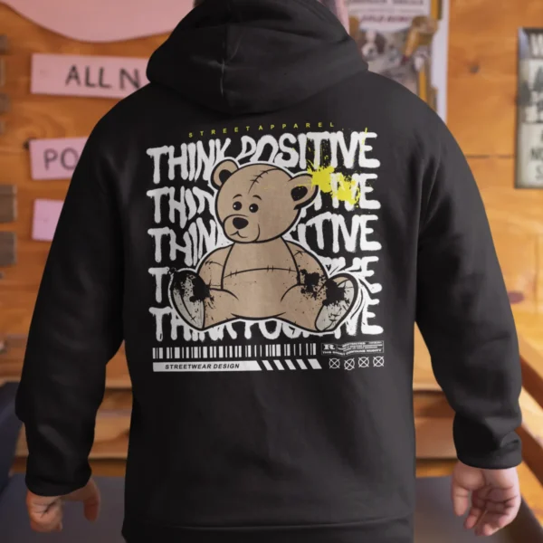 Streetwear Think Positive 2 Bear Hoodie