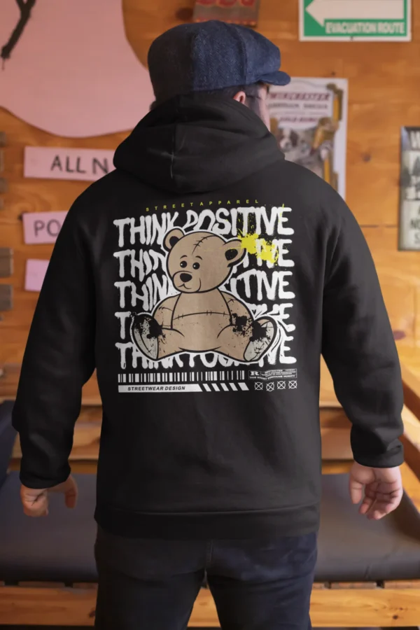 Streetwear Think Positive 2 Bear Hoodie