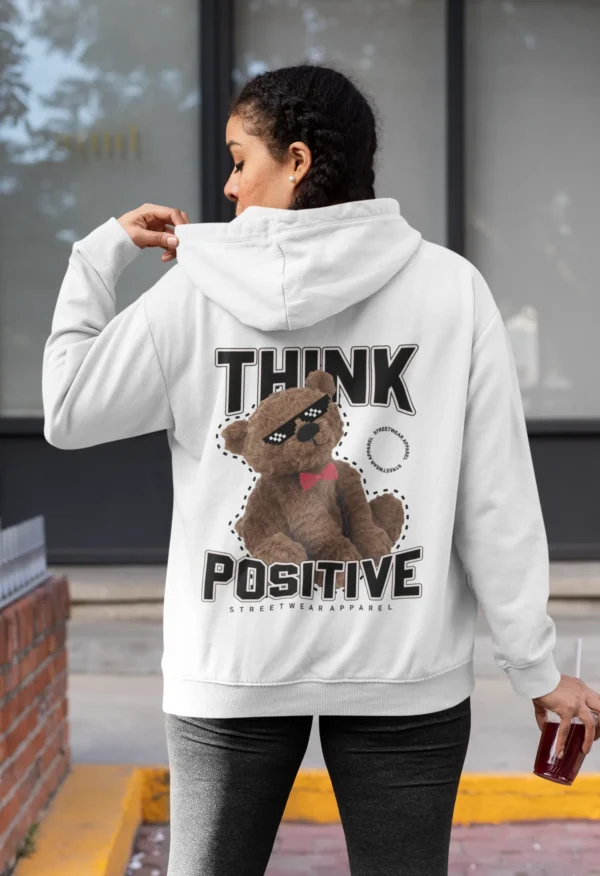 Streetwear Think Positive Bear Hoodie