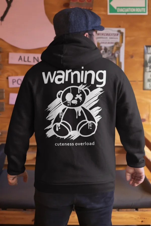 Streetwear Bear Warning Cuteness Hoodie