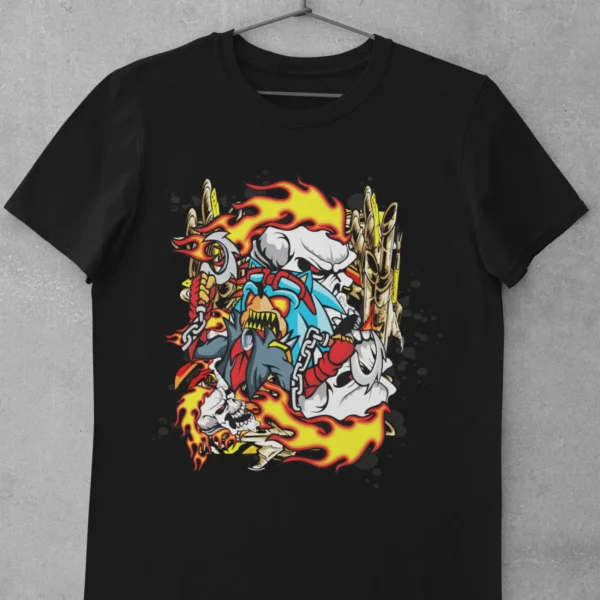 Graffiti Skull On Fire 2 T-Shirt
