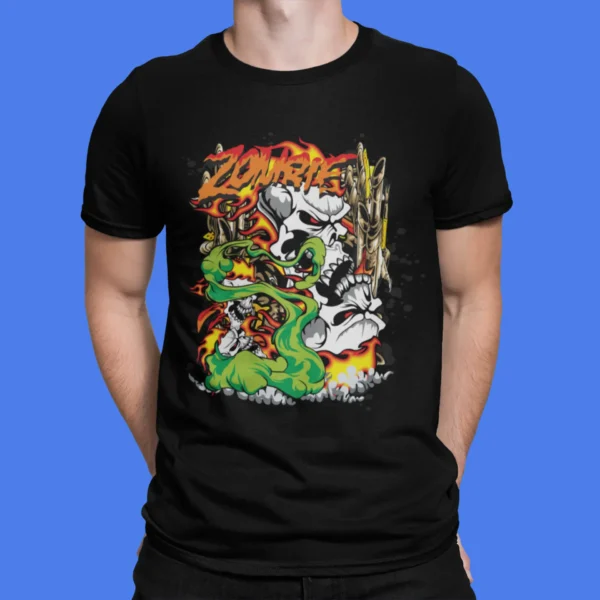 Graffiti Skull On Fire 3 T-Shirt