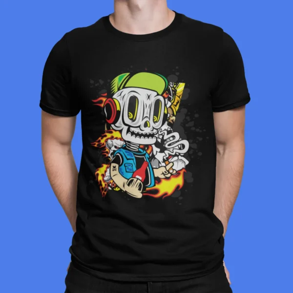 Graffiti Skull On Fire 4 T-Shirt