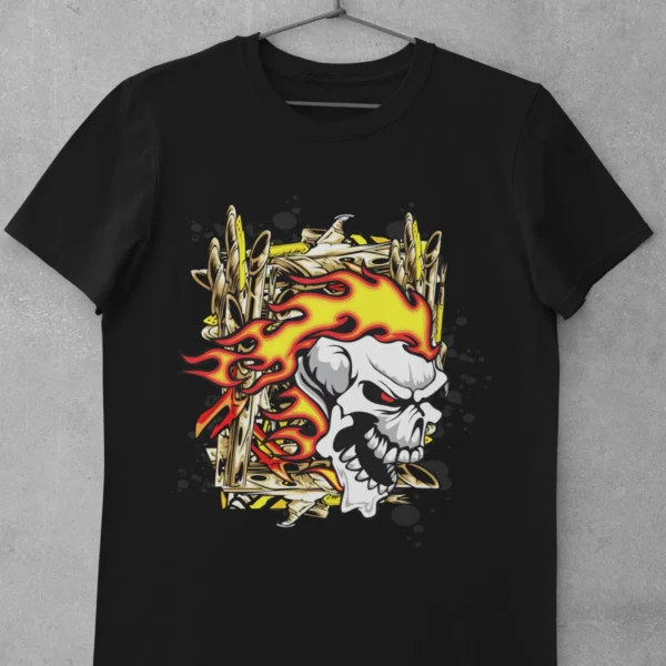 Graffiti Skull On Fire T-Shirt