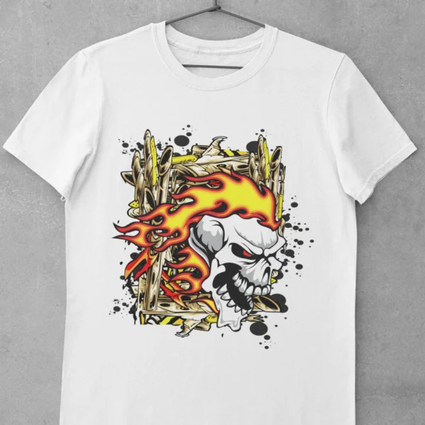 Graffiti Skull On Fire T-Shirt