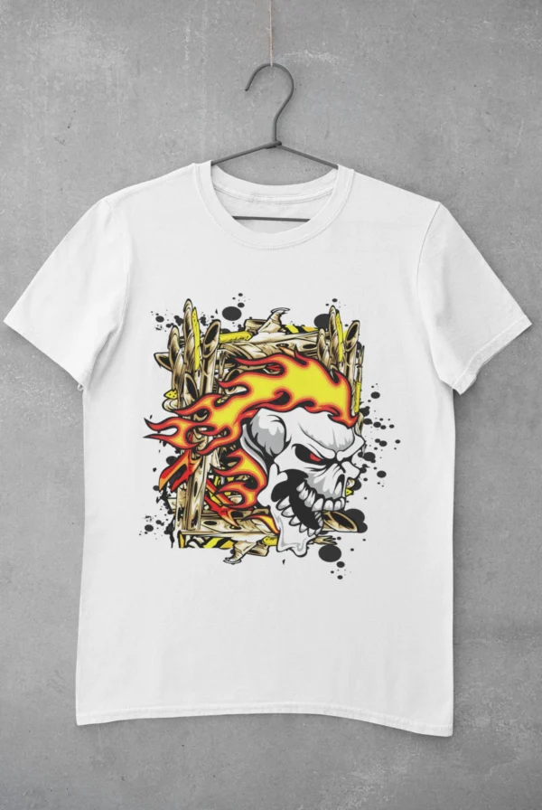 Graffiti Skull On Fire T-Shirt