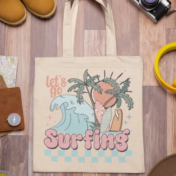 Summer Lets Go Surfing Tote Bag